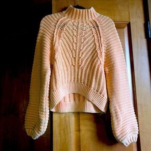 Free People Women's Cable Knit Sweater - peach cream